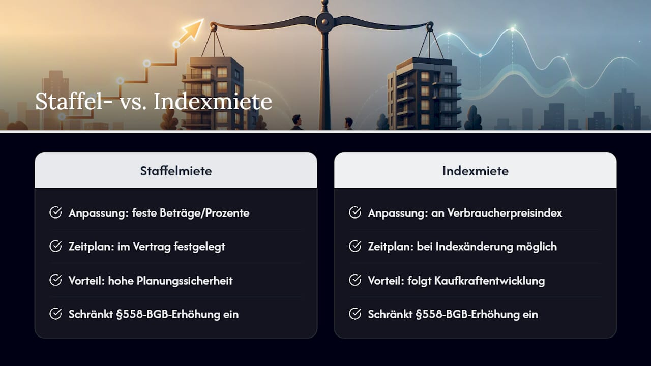 Besonderheiten bei Staffelmietverträgen und deren Kombination mit Indexmiete — overview diagram
