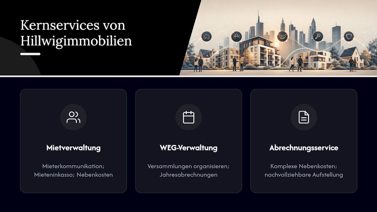 Mietverwaltung und Nebenkostenabrechnung mit Hillwigimmobilien — overview diagram