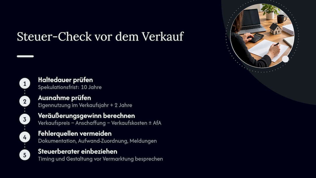 Steuerliche Aspekte: Spekulationsfrist und Gewinnermittlung — overview diagram