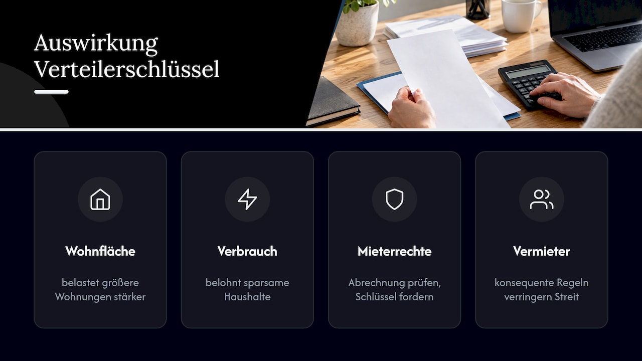 Auswirkungen der Wahl des Verteilerschlüssels auf Mietkosten und Mieterrechte — overview diagram