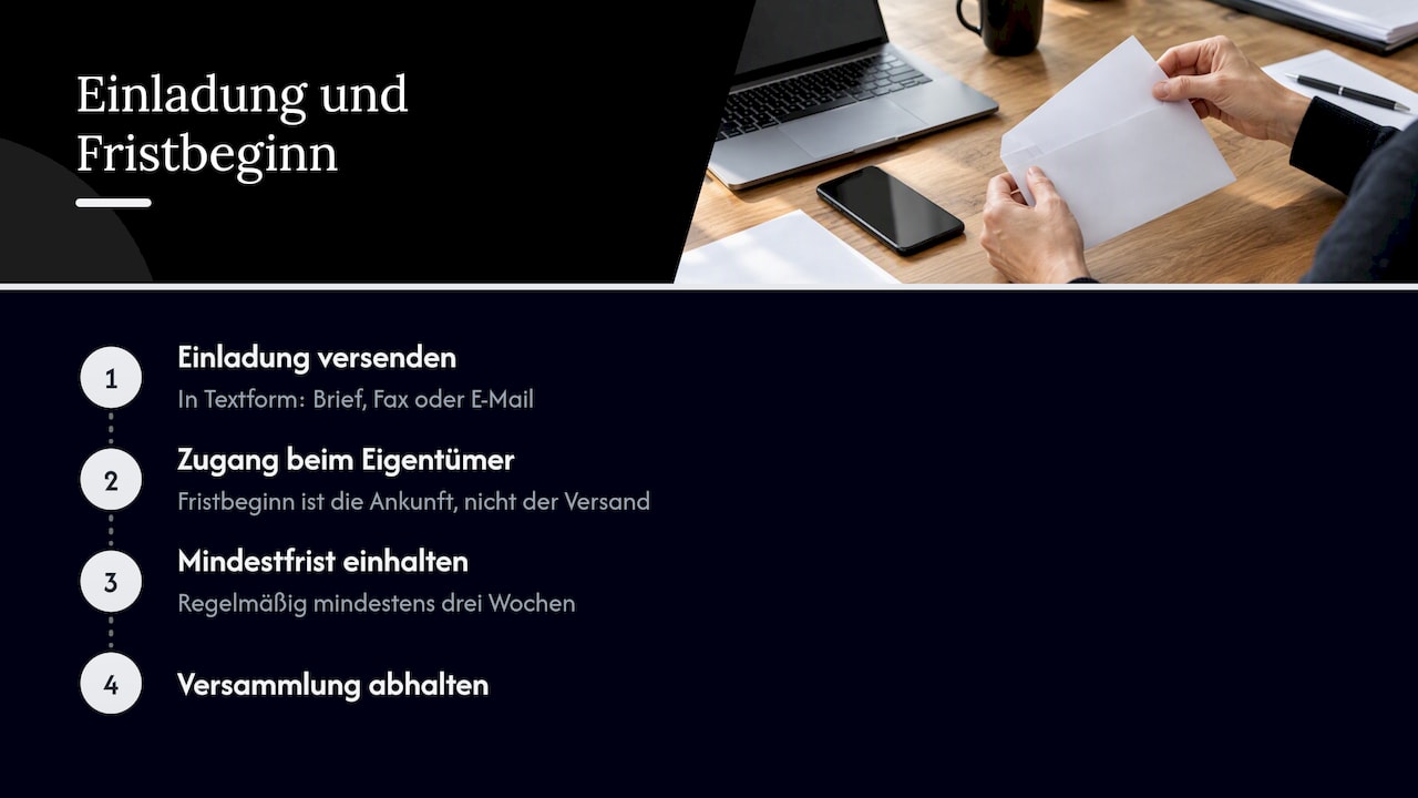 Fristbeginn beim Zugang der Einladung