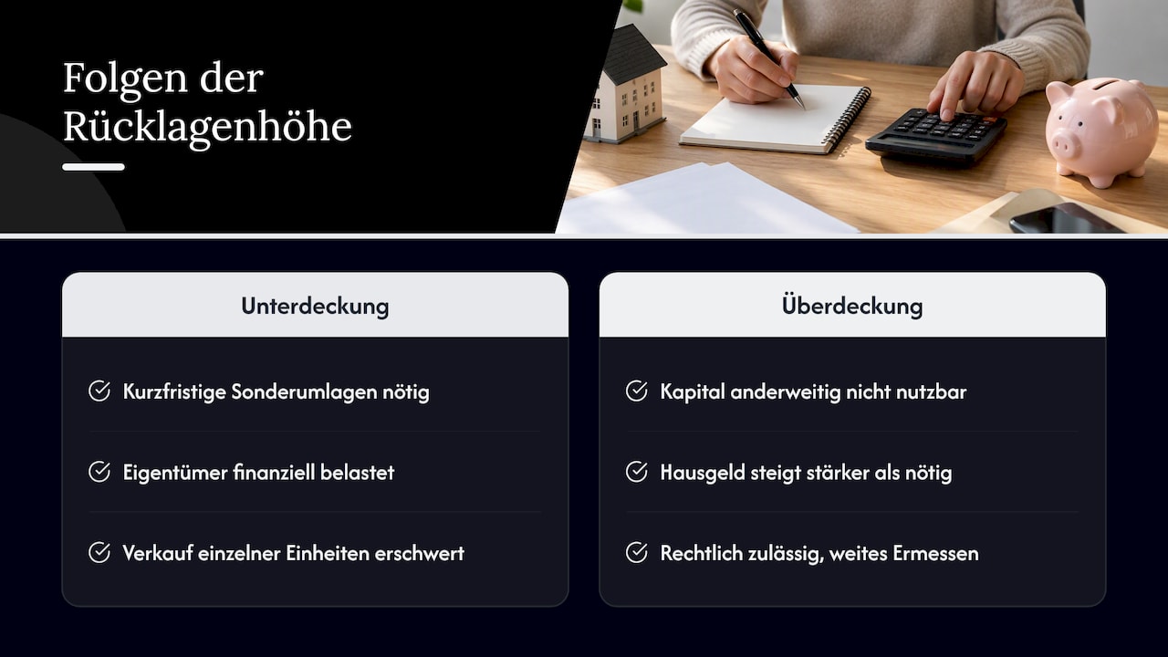 Folgen von Unterdeckung oder Überdeckung der Rücklage — overview diagram