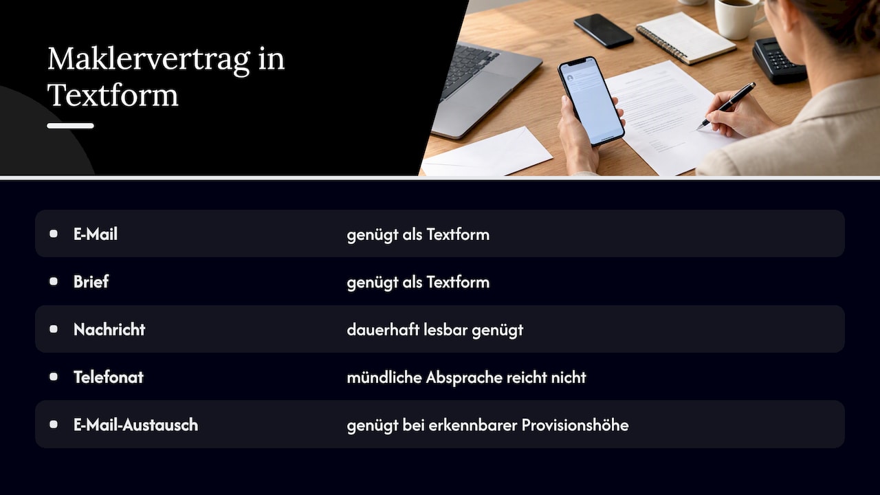 Textform und wirksamer Maklervertrag — overview diagram